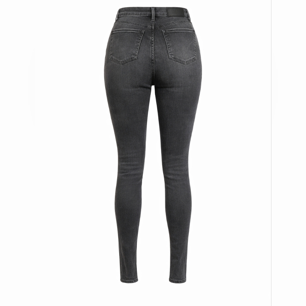 GOOD AMERICAN Good Classic High Waist Skinny Jean Faded Washed Black Gray NEW - Picture 3 of 7